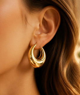 گوشواره دفرمه حلقه ای حجیم طلایی